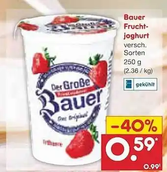 Netto Marken-Discount Bauer frucht-joghurt versch. sorten Angebot