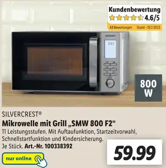 Lidl Silvercrest Mikrowelle mit Grill SMW 800 F2 Angebot