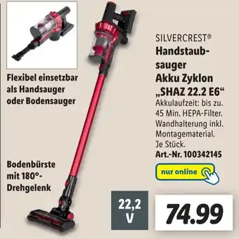 Lidl Silvercrest Handstaubsauger Akku Zyklon SHAZ 22.2 E6 Angebot