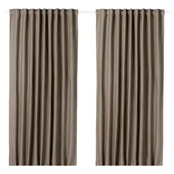 IKEA Vilborg 2 gardinenschals (abdunk.) dunkel graubeige 145x300 cm Angebot