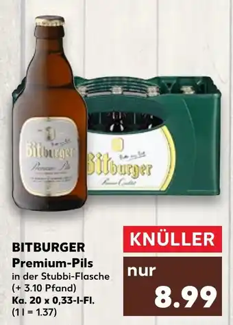 Kaufland Bitburger Premium Pils Ka. 20x0,33 L-Fl. Angebot