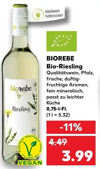 Kaufland Biorebe Bio Riesling 0,75 l Fl. Angebot