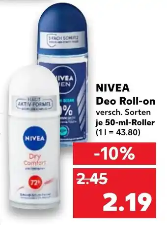 Kaufland Nivea Deo Roll on 50 ml Roller Angebot