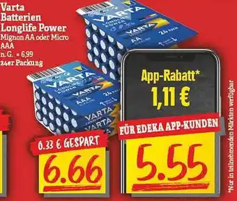 NP Discount Varta batterien longlife power Angebot