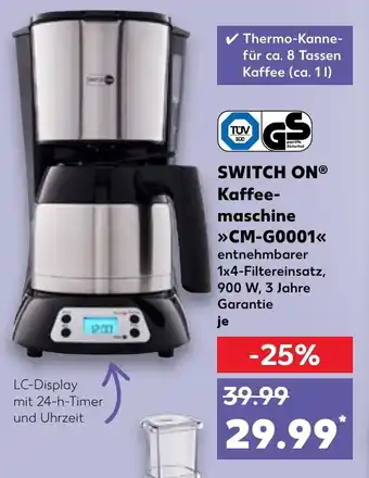 Kaufland Switch On®Kaffeemaschine>>CM-G0001<< 900 W Angebot