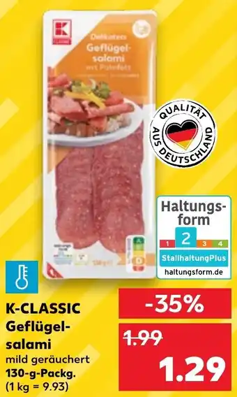 Kaufland K-Classic Geflügelsalami 130 g Packg. Angebot