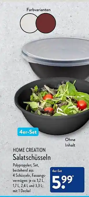 Aldi Nord Home creation salatschüsseln Angebot