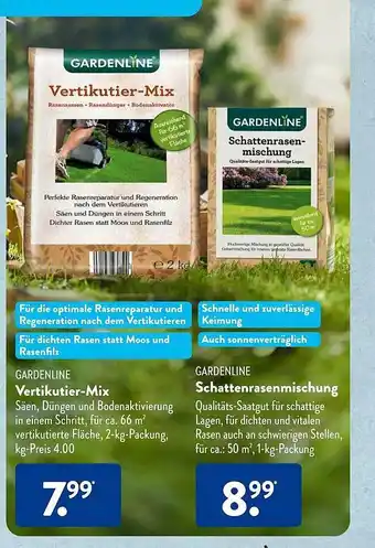 Aldi Süd Gardenline vertikutier-mix oder schattenrasenmischung Angebot