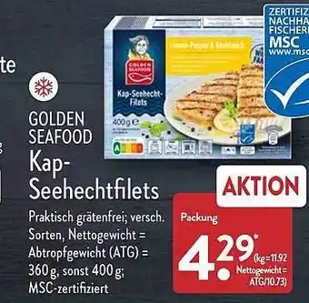 Aldi Nord Golden seafood kap-seehechtfilets Angebot