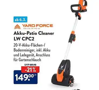 Aldi Süd Yard force akku-patio cleaner lw cpc2 Angebot