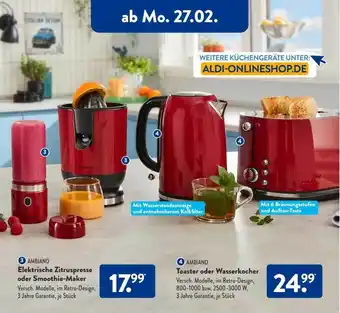 Aldi Süd Ambiano elektrische zitruspresse oder smoothie-maker oder toaster, wasserkocher Angebot