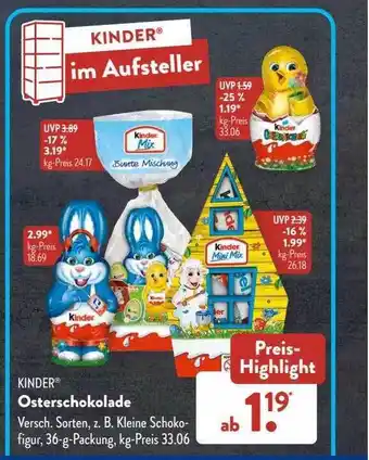 Aldi Süd Kinder osterschokolade Angebot