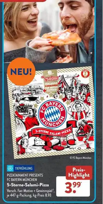 Aldi Süd Pizzatainment presents fc bayern münchen 5-sterne-salami-pizza Angebot