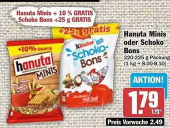 Hit Hanuta minis oder schoko bons Angebot