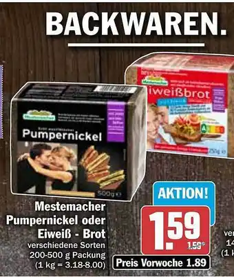 Hit Mestemacher pumpernickel oder eiweiß - brot Angebot