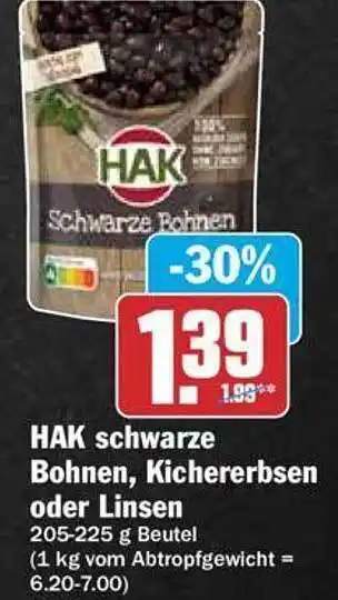 Hit Hak schwarze bohnen, kichererbsen oder linsen Angebot