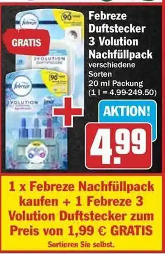 Hit Febreze duftstecker 3 volution nachfüllpack Angebot