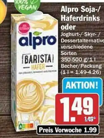 Hit Alpro soja- oder haferdrinks oder Angebot