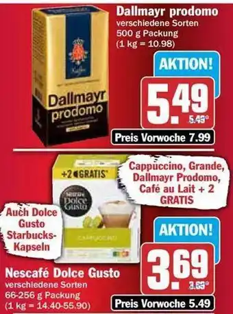 Hit Dallmayr prodomo oder nescafé docle gusto Angebot