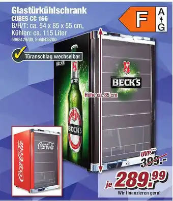 Poco Beck's glastürkühlschrank cubes cc 166 Angebot