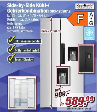 Poco Bestmatic side-by-side kühl- gefrierkombination sbs-126287.2 Angebot