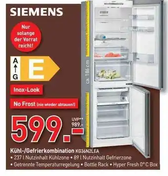 Schaffrath Siemens kühl-gefrierkombination kg36n2lea Angebot