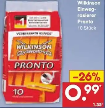 Netto Marken-Discount Wilkinson Einwegrasierer Pronto 10 Stück Angebot