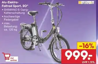 Netto Marken-Discount Aktivelo Alu Elektro Faltrad Sport, 20" Angebot