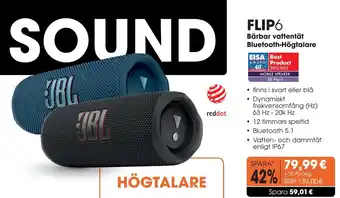 CITTI Markt JBL Flip 6 Bärbar vattentät Bluetooth Högtalare Angebot
