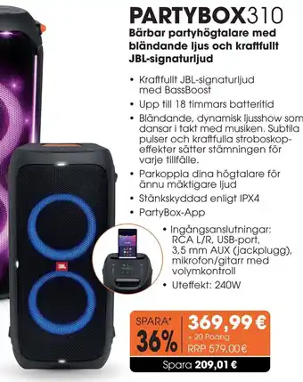 CITTI Markt JBL Partybox 310 Bärbar partyhögtalare med bländande ljus och kraftfullt Angebot