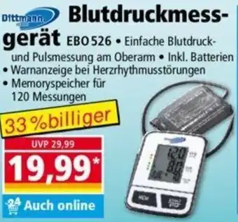 Norma Dittmann Blutdruckmessgerät EBO 526 Angebot