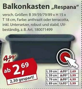 Sonderpreis Baumarkt Balkonkasten „respana” Angebot