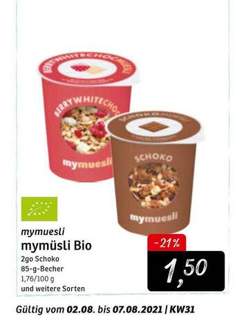 KONSUM Mymuesli Mymüsli Bio Angebot