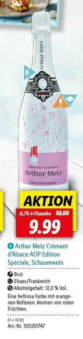 Lidl Arthur Metz Crémant D'alsace Aop Edition Spéciale, Schaumwein Angebot