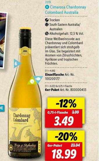 Lidl Cimarosa Chardonnay Colombard Australia Angebot