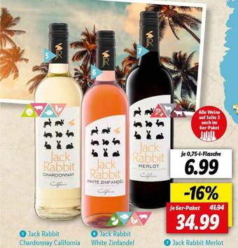 Lidl Jack Rabbit Chardonnay California Oder White Zinfandel Oder Merlot Angebot