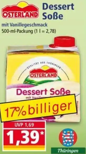 Norma Osterland Dessert Soße mit Vanillegeschmack 500 ml Packung Angebot