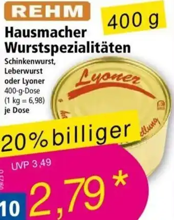 Norma Rehm Hausmacher Wurstspezialitäten 400 g Dose Angebot