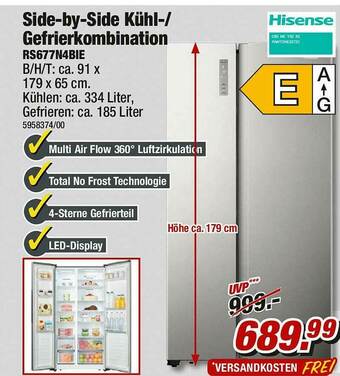 Poco Hisense Side-by-side Kühl- Gefrierkombination Rs677n4bie Angebot