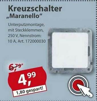 Sonderpreis Baumarkt Kreuzschalter „maranello” Angebot