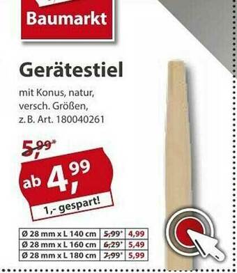 Sonderpreis Baumarkt Gerätestiel Angebot