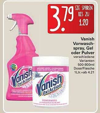 WEZ Vanish Vorwasch Spray, Gel Oder Pulver Angebot