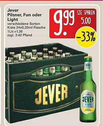 WEZ Jever Pilsner, Fun Oder Light Angebot