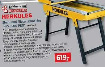 Bauhaus Bauhaus Herkules Stein- Und Fliesenschneider „hfs 3500 Pro” Angebot