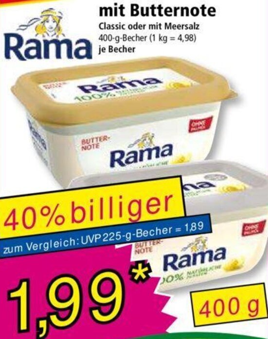 Rama mit Butternote 400 g Becher Angebot bei Norma
