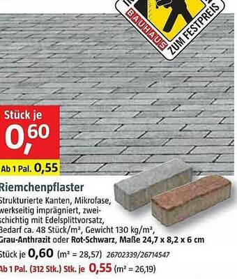 Bauhaus Riemchenpflaster Angebot