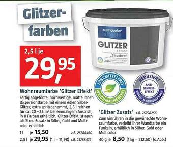 Bauhaus Wohnraumfarbe „glitzer Effekt” Oder „glitzer Zusatz” Angebot