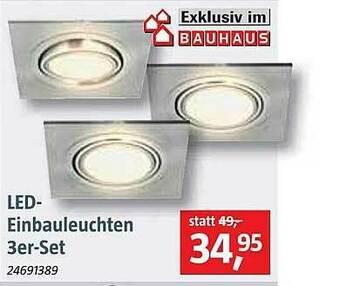 Bauhaus Led-einbauleuchten 3er-set Angebot