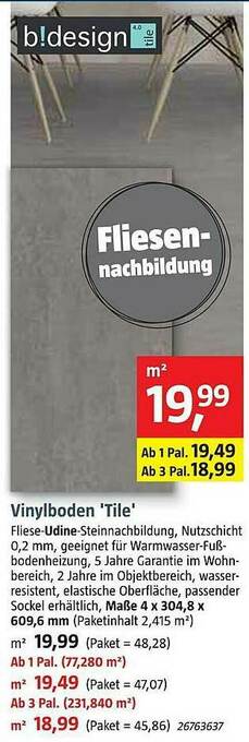 Bauhaus Vinylboden „tile” Angebot