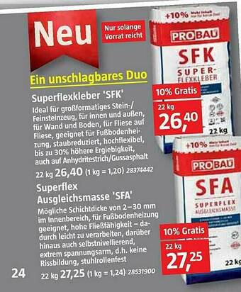 Bauhaus Superflexkleber „sfk” Oder Superflex Ausgleischmasse „sfa” Angebot